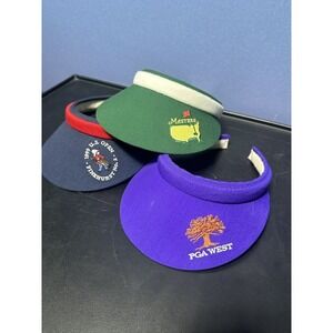 Lot Of 3 Vintage Sun Visor Women's Vintage Masters US OPEN PGA Texace USA Made